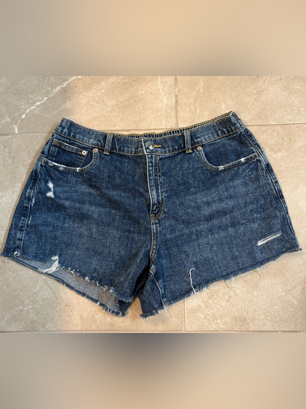 Aerie Women’s Dark Blue Distressed Denim Shorts